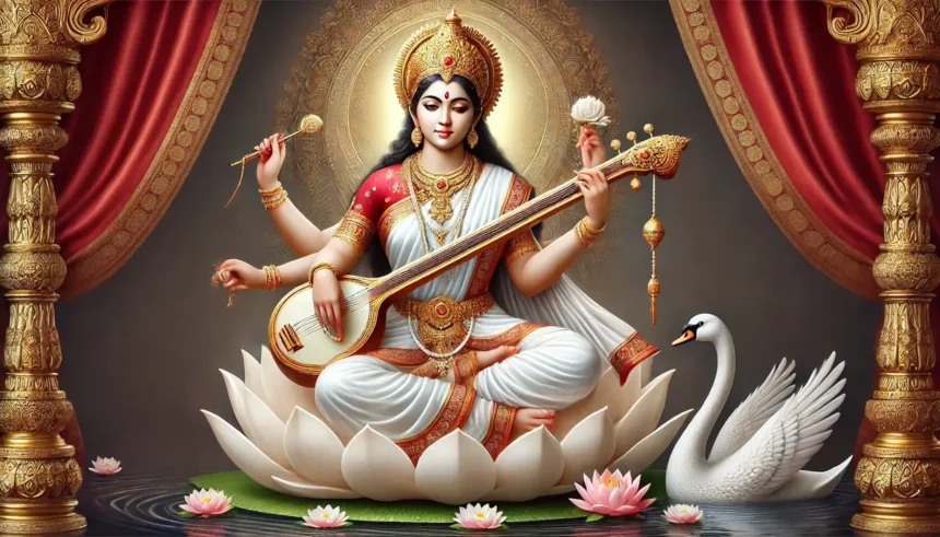Saraswati Chalisa PDF & Lyrics in Hindi | श्री सरस्वती चालीसा | Hindu devotional prayer to Goddess Saraswati