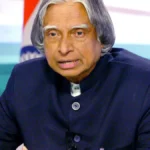 APJ Abdul Kalam portrait with Indian flag background, showing his journey from humble beginnings to becoming the Missile Man and President of India