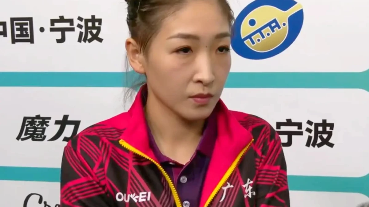 Liu Shiwen, the unbeatable queen of table tennis, holding a paddle and trophy, in action during a championship match, representing dominance in women's table tennis.