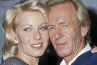 Paul Hogan as Crocodile Dundee character smiling, with Australian outback background, transitioning to Hollywood red carpet event in suit